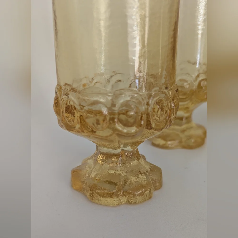 Vintage Tiffin Franciscan Ware Madeira 10 Oz Goblet Glasses Four YELLOW Pedestal - Picture 3 of 4